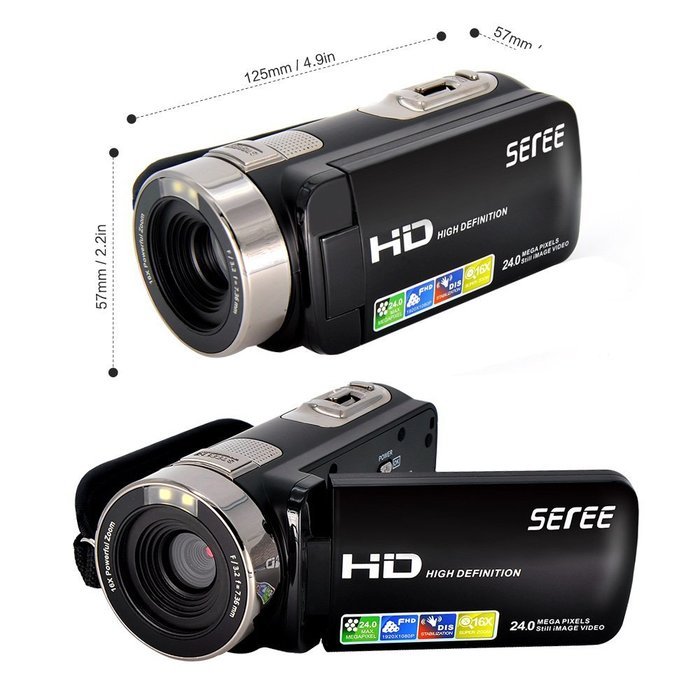 SEREE HDV-301S FHD 1080P Digital Video Camcorder Wide Angle Macro Fisheye Shooting 24MP 3 Inch Screen Remote Camera N3