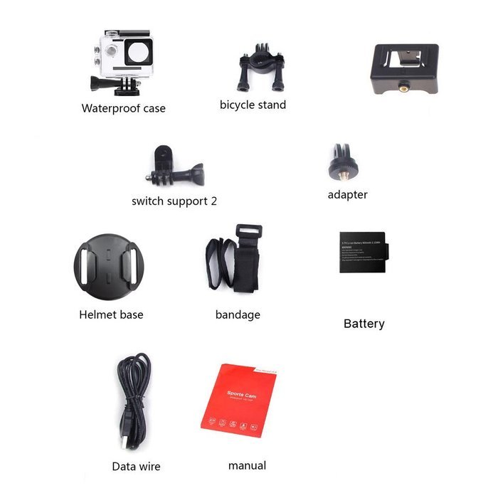 Andoer A7 HD 720P Sport Mini DV Action Camera 2.0" LCD 90&deg; Wide Angle Lens 30M Waterproof N21