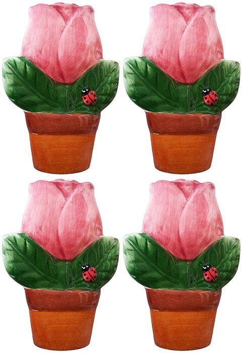 AD Trend "Italian Style" 27701 Radiators Humidifier, Ceramic, Pink Tulip Flower Pot Shape (Pack of 4)