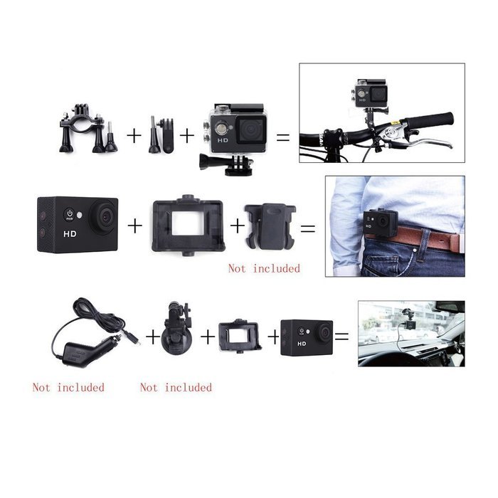 Andoer A7 HD 720P Sport Mini DV Action Camera 2.0" LCD 90&deg; Wide Angle Lens 30M Waterproof N22