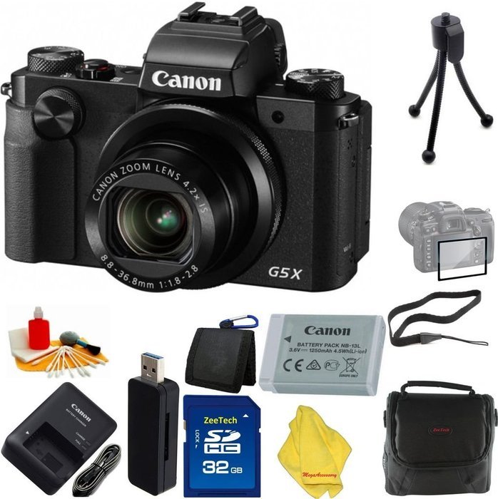 Canon PowerShot G5 X Digital Camera with 4.2x Optical Zoom, Built-in Wi-Fi and 3 inch LCD + Case+32 GB Card+Reader...