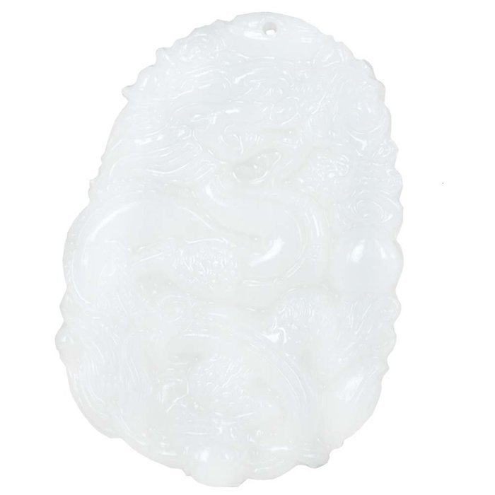 Chinese Culture /White Jade / Lucky God White Rune Carving Pendant (set4)