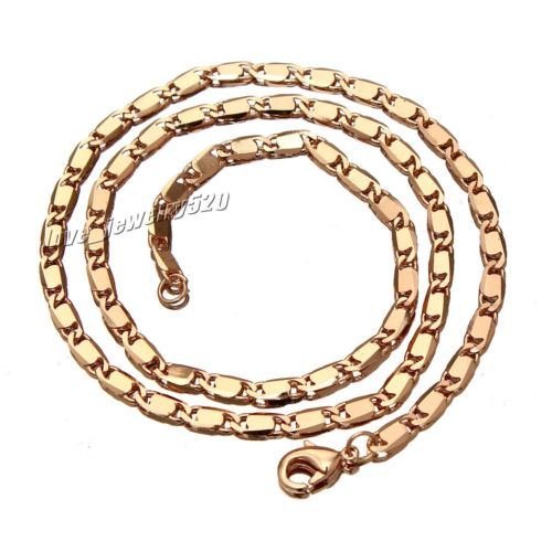 Real 24K Yellow Gold Filled Solid Cuban Curb Chain Mens Necklace 19.6 Inch 3mm N2