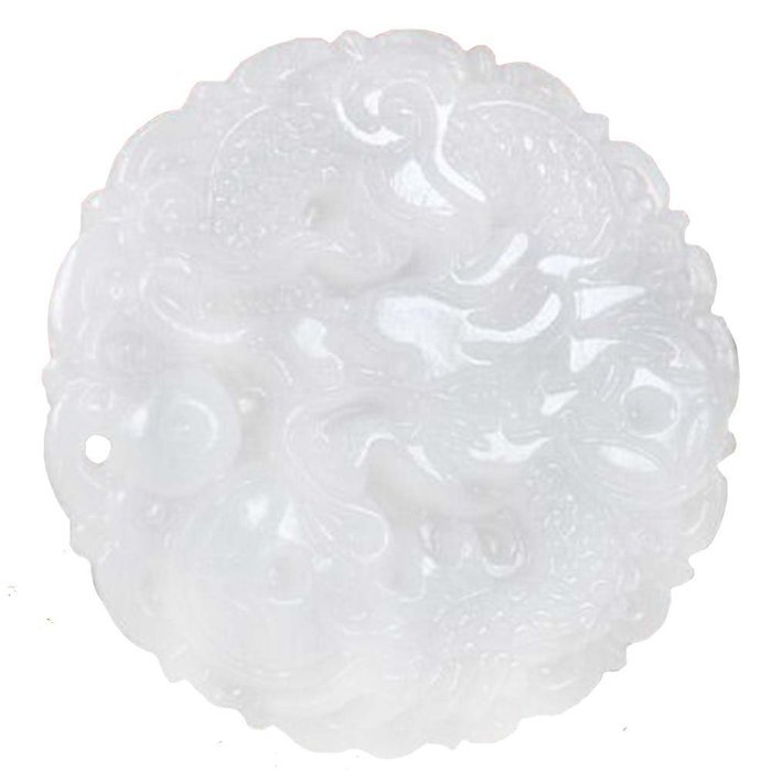 Chinese Culture /White Jade / Lucky God White Rune Carving Pendant (set4) N3