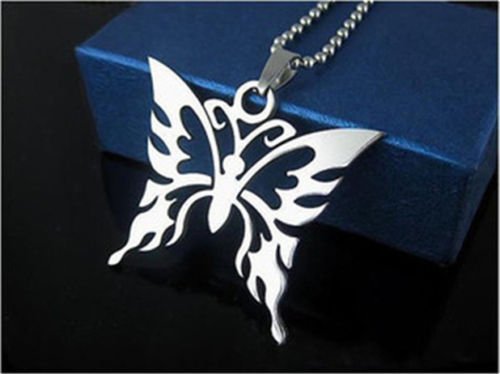 Butterfly Womens Men's Silver 316L Stainless Steel Titanium Pendant Necklace ！！