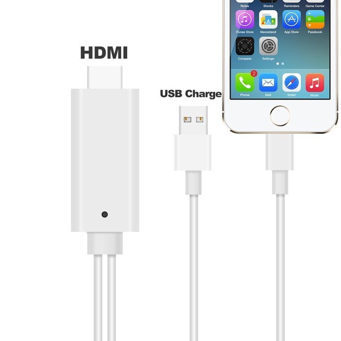 8pin HDMI Adapter AV Cable HDTV AUDIO for iPhone SE/5/5S/6/6S Plus Support HD 1080P Connect TV and Car,6ft(Silver) N9