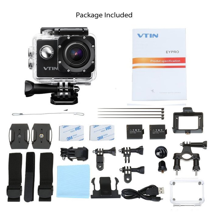Vtin Waterproof Action Camera Video Cam, HD 1080P 12MP Camcorder, 15M WIFI Control, 30M/98ft Underwater Camcorder... N6