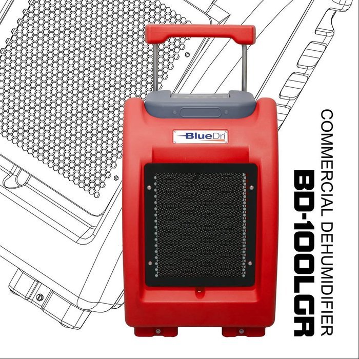 BlueDri BD-100LGR-BLUE 100-Pint AHAM High Performance Commercial Dehumidifier, Blue