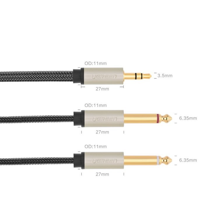 Ugreen Gold Plated 3.5mm 1/8" TRS to 6.35mm 1/4" TS Mono Y-Cable Splitter Cord for iPhone, iPod, Computer Sound... N5