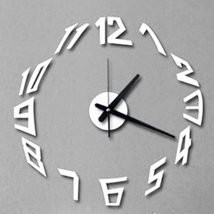 MuLuo Creative Numbers Wall Clock DIY Acrylic Wall Stickers Watches Home Decor Clock Four colors silver N4