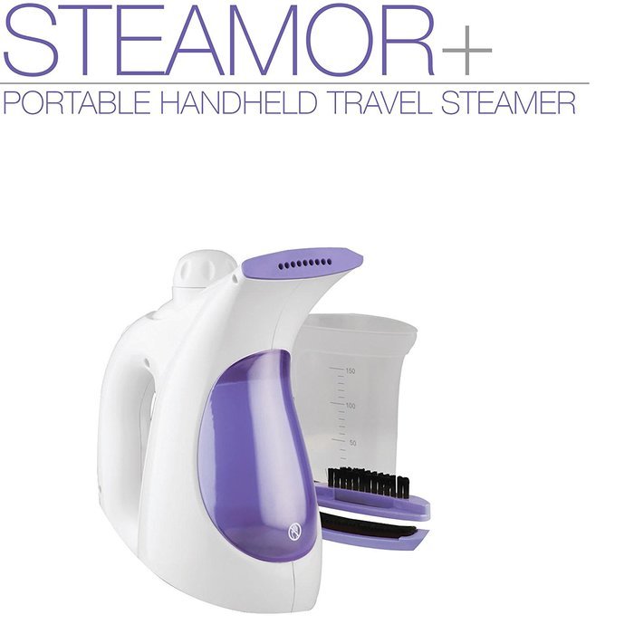 STEAMOR+ Portable Handheld Travel Garment Steamer - White/Plum