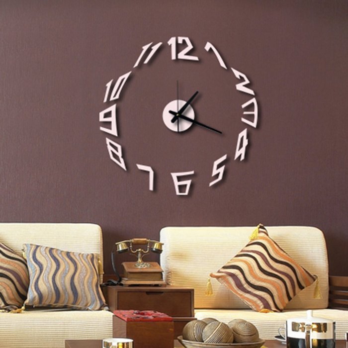 MuLuo Creative Numbers Wall Clock DIY Acrylic Wall Stickers Watches Home Decor Clock Four colors silver N6