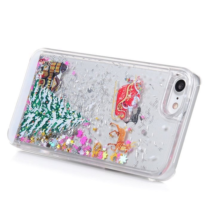 Badalink iPhone 7 Case (4.7") Christmas Tree Liquid Case Crystal Clear Hard PC Case Bling Shiny Glitter Liquid...