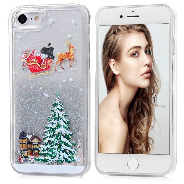 Badalink iPhone 7 Case (4.7") Christmas Tree Liquid Case Crystal Clear Hard PC Case Bling Shiny Glitter Liquid... N2