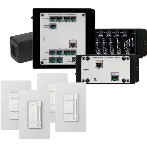 On-Q/Legrand Digital Audio 4 Room Single Source Kit, Light Almond (AU7154-LA)