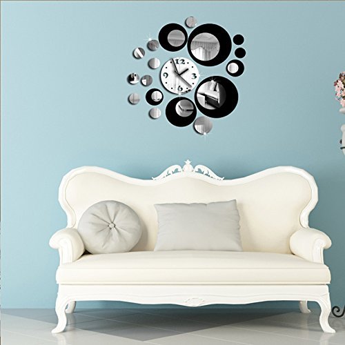 EverTrust(TM) real quartz watch wall double color new 3d home decor stickers diy vintage mirror clock Pastoral...