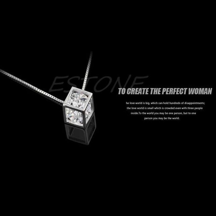 Fashion Women's Silver Plated Chain Crystal Rhinestone Pendant Necklace N