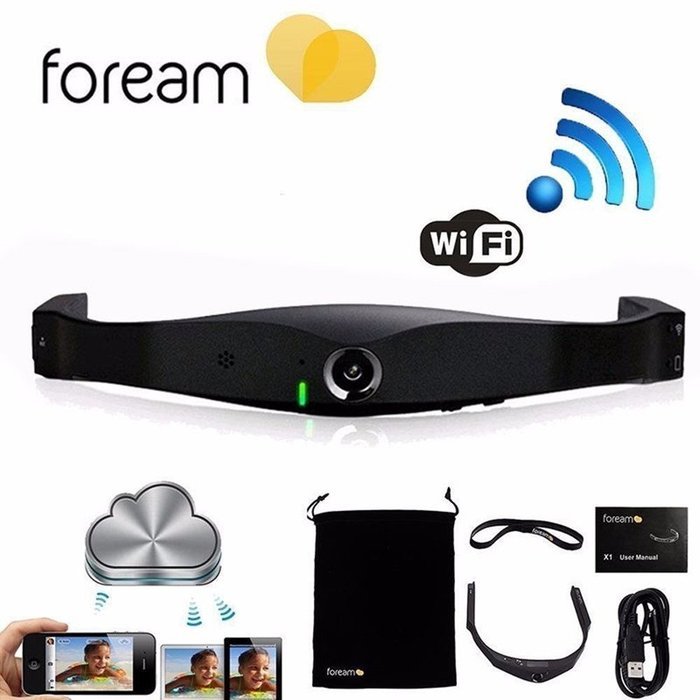 Blueskysea Foream X1 Wireless Cloud WIFI Video Smart Wearable Camera Ambarella A7 1080P Mini DV for Phone Continuous...
