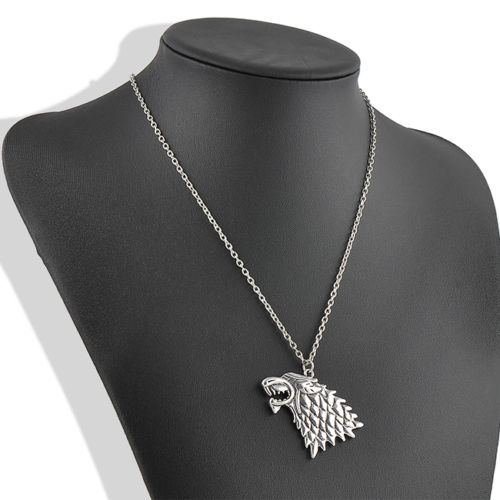 Vintage Game of Thrones House of Stark Wolf Fire Direwolf Pendant Necklace Gift N2