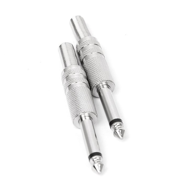 6.35mm Microphone Input Audio Output Plug Silver N2