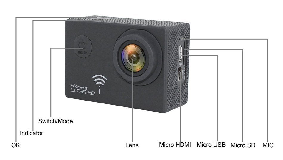 Action Camera, MiSafes Waterproof 4K 2160P Diving Camcorder 170&deg; Wide Angle HD WIFI Car DVR Cam 30m Digital Underwater... N6