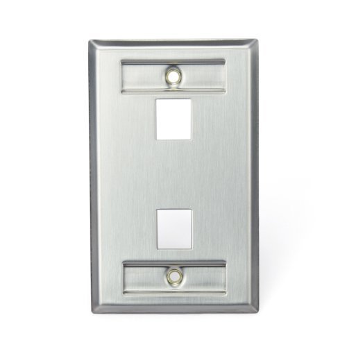 Leviton 43080-1L2 QuickPort Wallplate, Single Gang, 2-Port, Stainless Steel, with Designation Window by Leviton