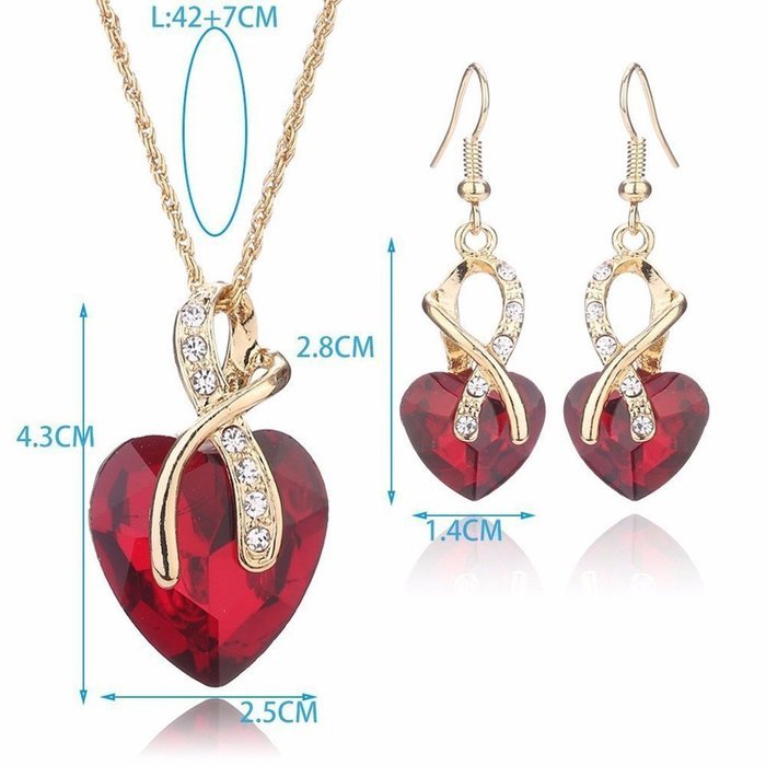Jewelry Sets- Morenitor[TM] Gold Plated Austrian Crystal Heart Shape Necklace Earrings Set. N2