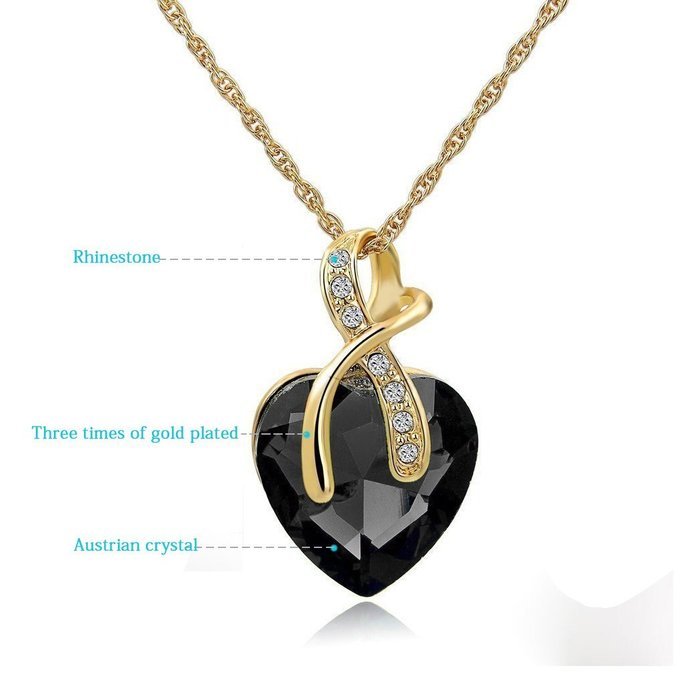 Jewelry Sets- Morenitor[TM] Gold Plated Austrian Crystal Heart Shape Necklace Earrings Set. N3
