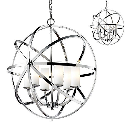 Z-Lite 6017-6L-CH 6 Light Pendant with Steel Material, Matte Opal by Z-Lite