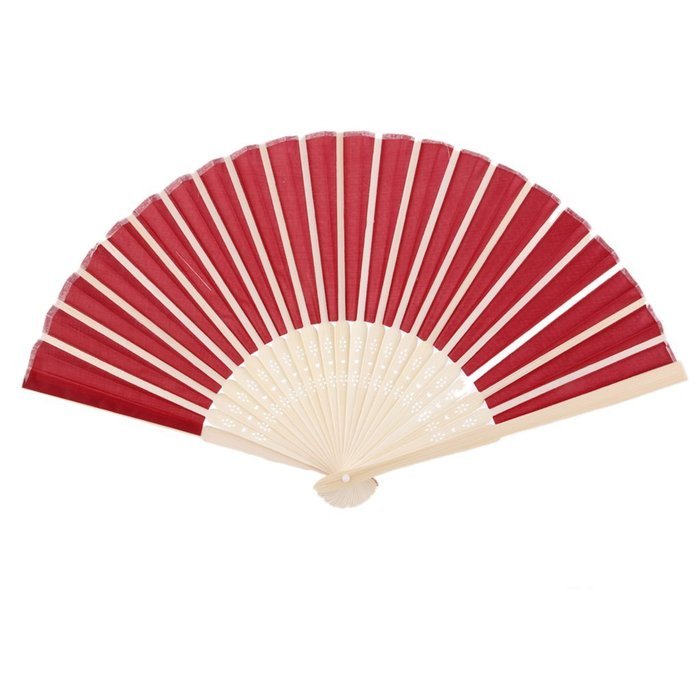 Chinese Folding Bamboo Fan Retro Hand Fan Wedding Party Favor Fan Wine Red