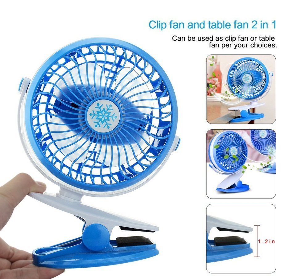 Touchshop Portable Mini Clip Fan Powered by Rechargeable Battery/USB Vertical and Horizontal 360 Degree Rotation... N2