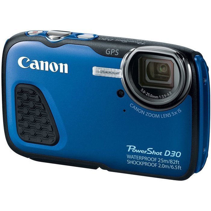Canon PowerShot D30 Waterproof Digital Camera Blue + 16GB Class 10 Memory Card + Backup Battery + Deluxe Cleaning... N4
