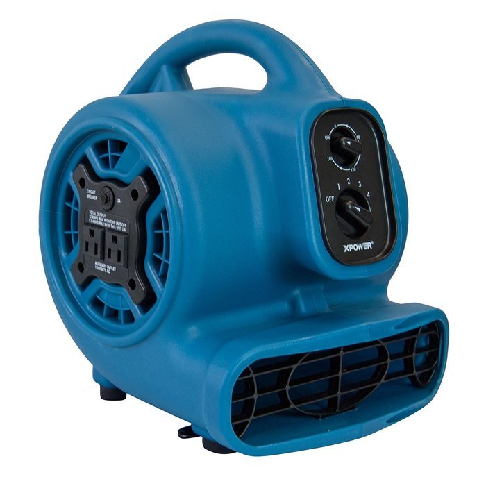 XPOWER Freshen Aire P-260AT 1/5 HP Mini Scented Air Mover Fan Dryer with Power Outlets & Timer