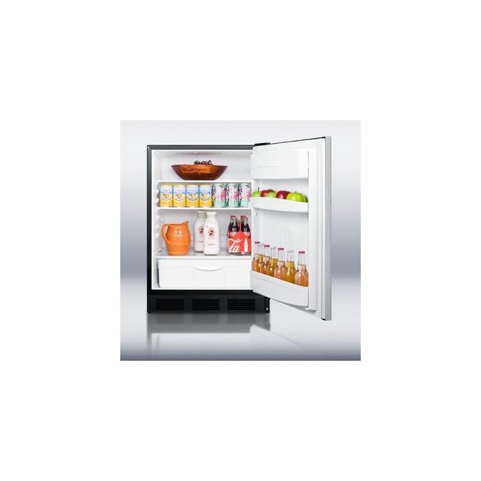 Summit FF6BSSHH: Freestanding refrigerator with auto defrost, stainless steel door,horizontal handle, and bl