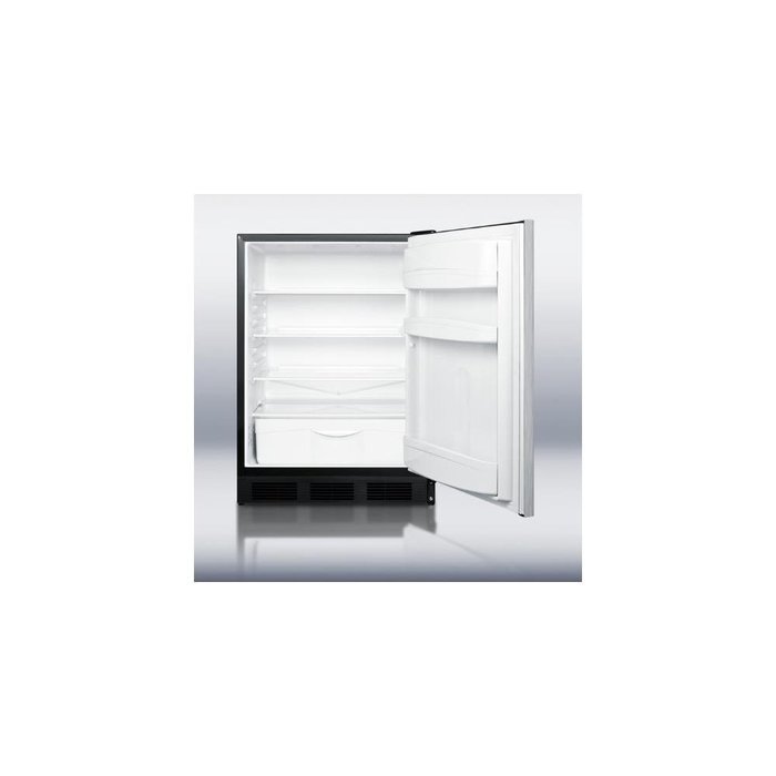 Summit FF6BSSHH: Freestanding refrigerator with auto defrost, stainless steel door,horizontal handle, and bl N2