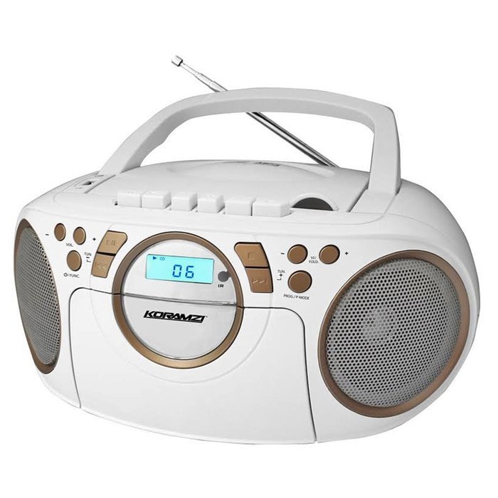 Koramzi Portable CD Boombox Full Range Stereo Sound System w/ Top-Loading MP3 CD Player, Cassette Player and Recorder... N5