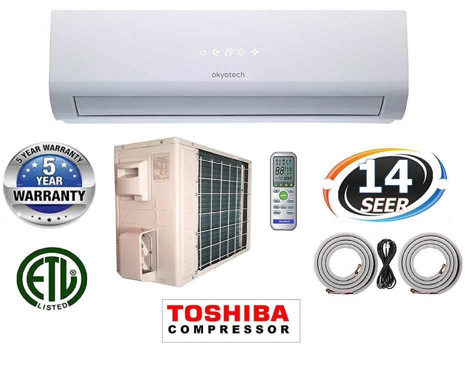 18,000 BTU 1.5 TON 14 SEER Ductless Mini Split Air Conditioner with Full Installation Set