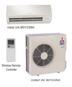 Mitsubishi MSY/MUY-D30NA Indoor/Outdoor Up to 16 SEER, 30.7kBTU A/C System