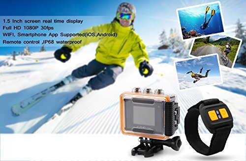 Full HD Sports Camera 'Purview' - 1080p, 30FPS, Wi-Fi, Wrist Strap Remote, 170 Degree Lens, IP68 Waterproof N5