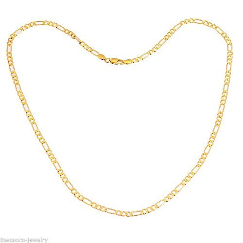 8SJ 24K Gold Plated 4.2mm Men's Links Chain Necklace 59.5cm
