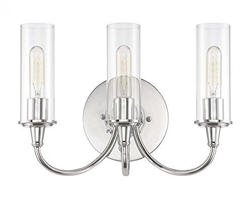 Jeremiah 38063-CH Modina 3 Light Vanity Light Fixture with Clear Glass, Chrome by Jeremiah