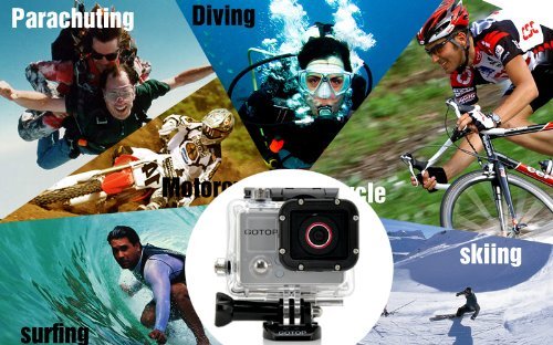 Full HD Sports Camera "GOTOP" - 16MP, 1.5 Inch Screen, 120FPS, 140 Degree Wide Lens, 5 Mounting Accessories N4