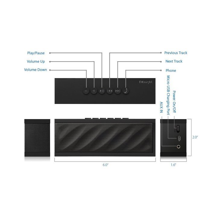 DKnight MagicBox II Bluetooth 4.0 Portable Wireless Speaker, 10W Output Power with Enhanced Bass, Build in Microphone... N7