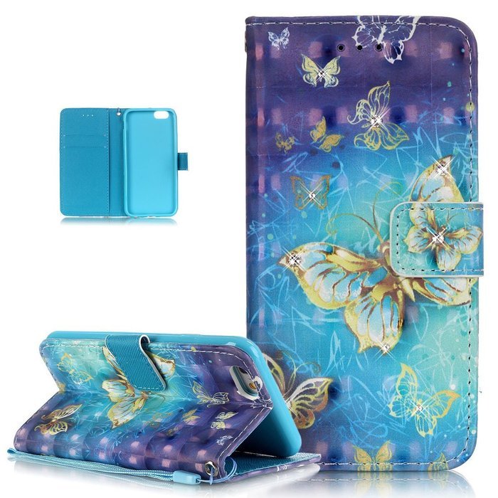 iPhone 6S Plus Case,iPhone 6 Plus Case,ikasus Glitter Diamond Colorful Painted PU Leather Flip Wallet Pouch Stand... N2