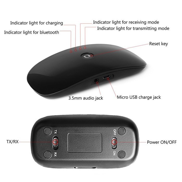 Fozela Simple Design Bluetooth Audio Receiver and Transmitter 2-in-1, Wireless Bluetooth Adapter with 3.5mm Stereo... N4