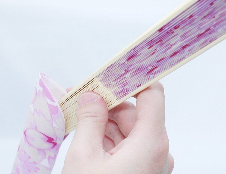 KYOYU Japanse Flower Pattern Silk Sensu Folding Fan,Pink N3