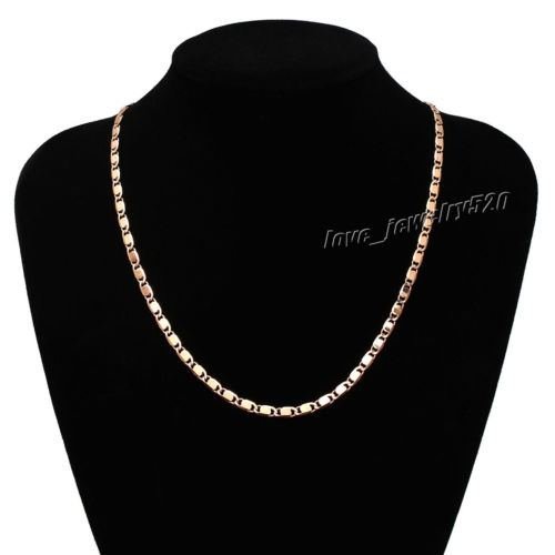 Real 24K Yellow Gold Filled Solid Cuban Curb Chain Mens Necklace 19.6 Inch 3mm N3