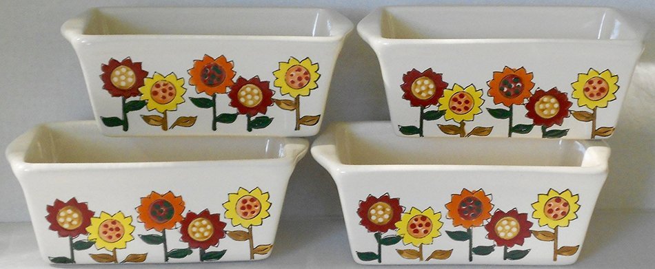 Stoneware Mini Loaf Pans - 4 Pans (Autumn Harvest Theme) (Autumn Leaves) N7