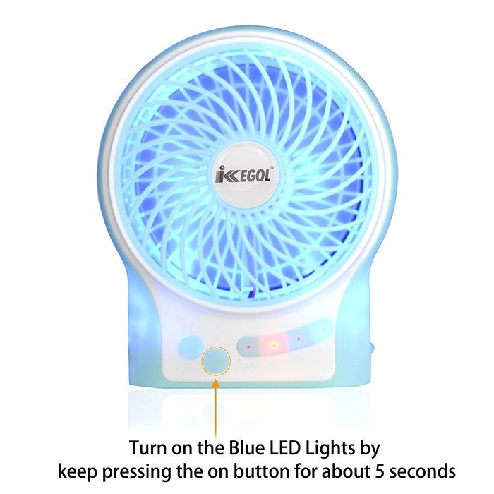 iKKEGOL Mini Portable Wireless Rechargeable Super Strong Wind Desk Fan W/ Rechargeable Battery - 3 Mode Wind Speed... N33
