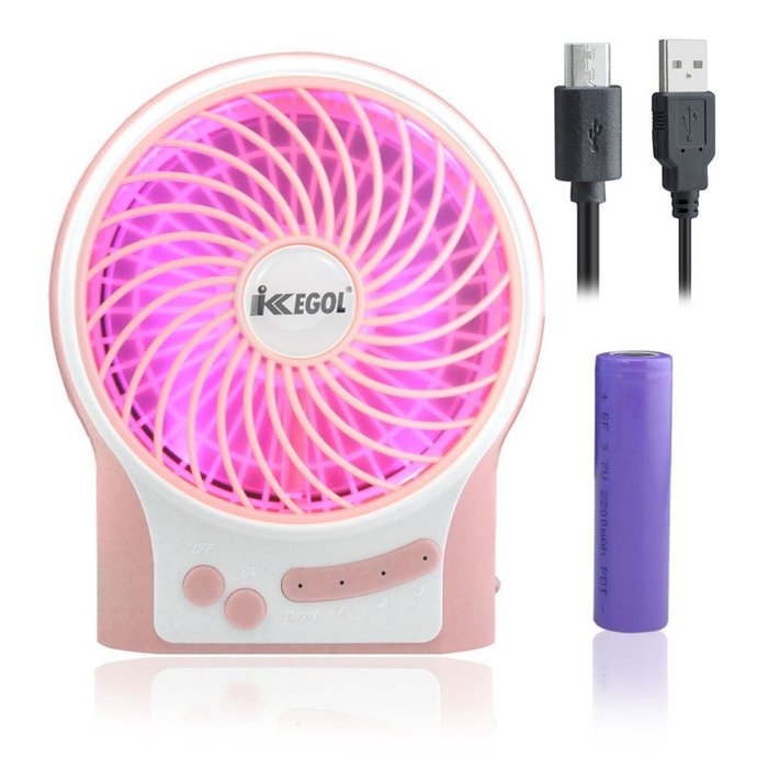 iKKEGOL Mini Portable Wireless Rechargeable Super Strong Wind Desk Fan W/ Rechargeable Battery - 3 Mode Wind Speed... N35
